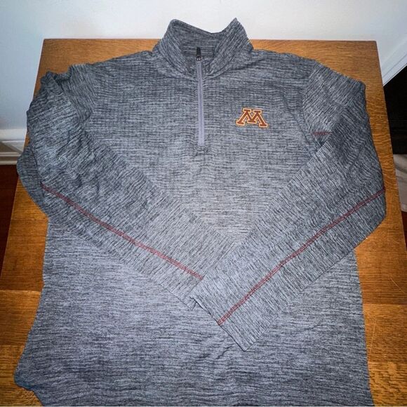 Minnesota Golden Gophers Shirt Adult Medium Gray Quarter Zip Pullover Mens Sz M - Picture 8 of 8